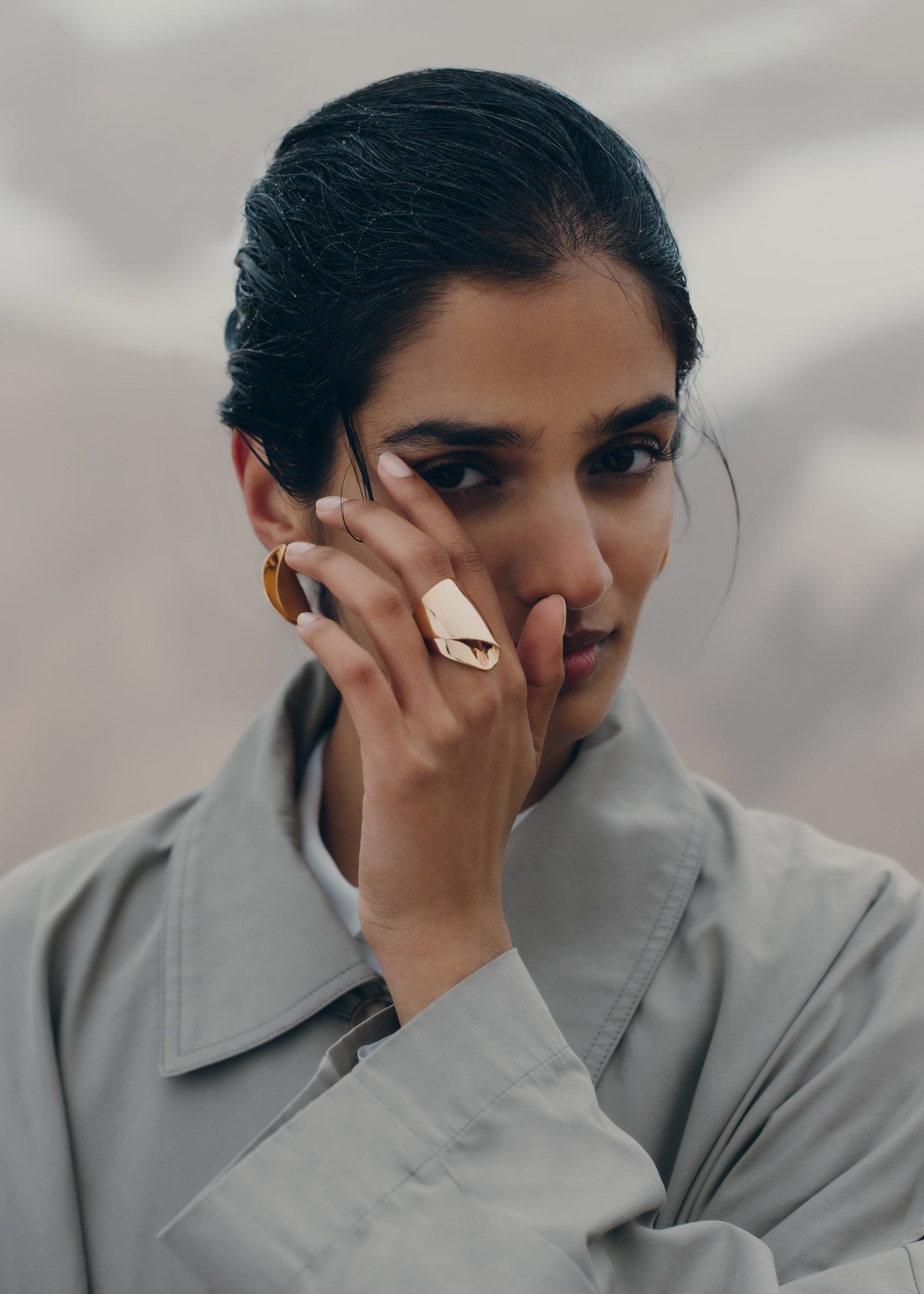 Anello drappeggiato Éole - placcata oro 24 carati