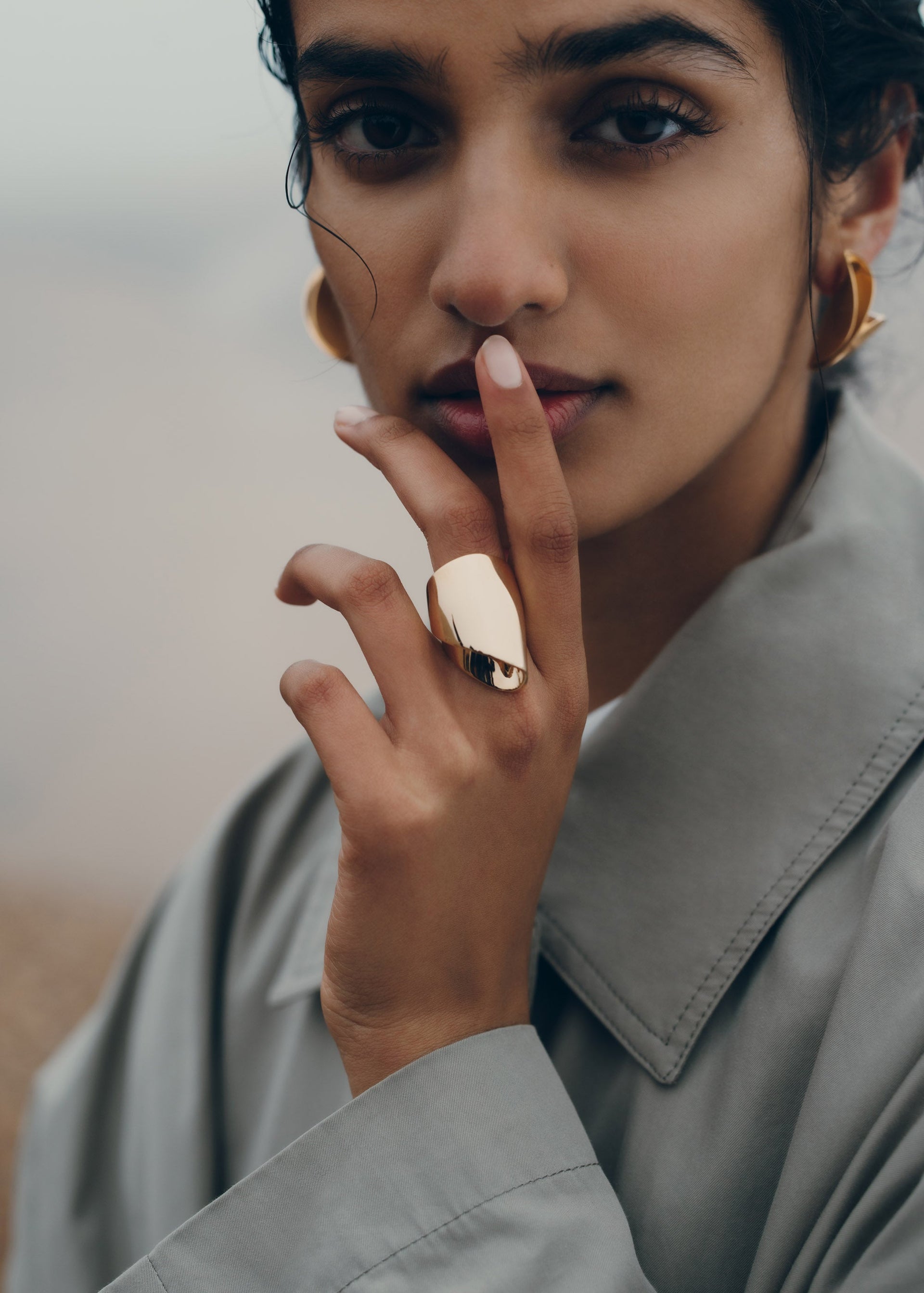 Anello drappeggiato Éole - placcata oro 24 carati