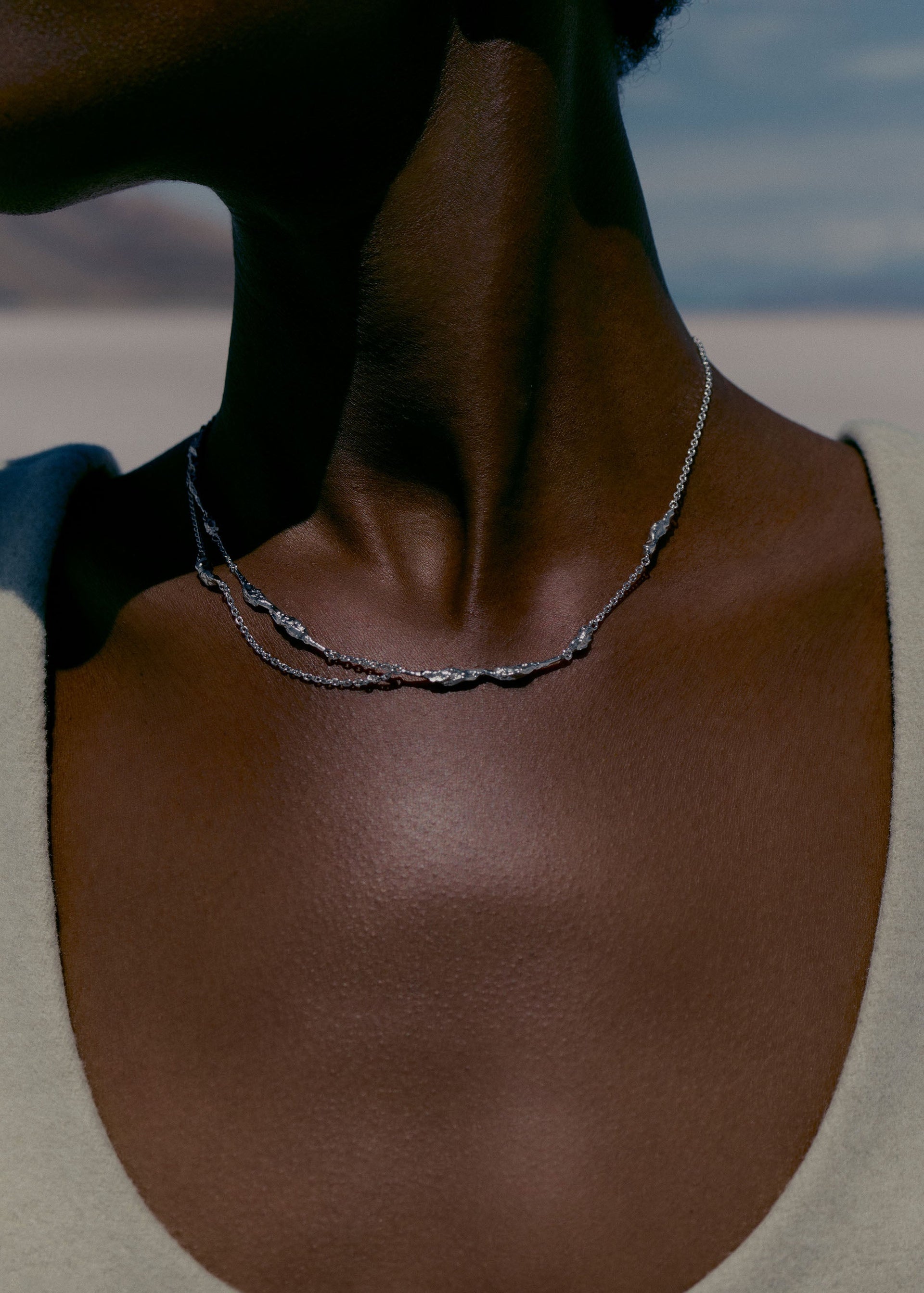 Catena doppia Eroz - argentata in ottone rodiato