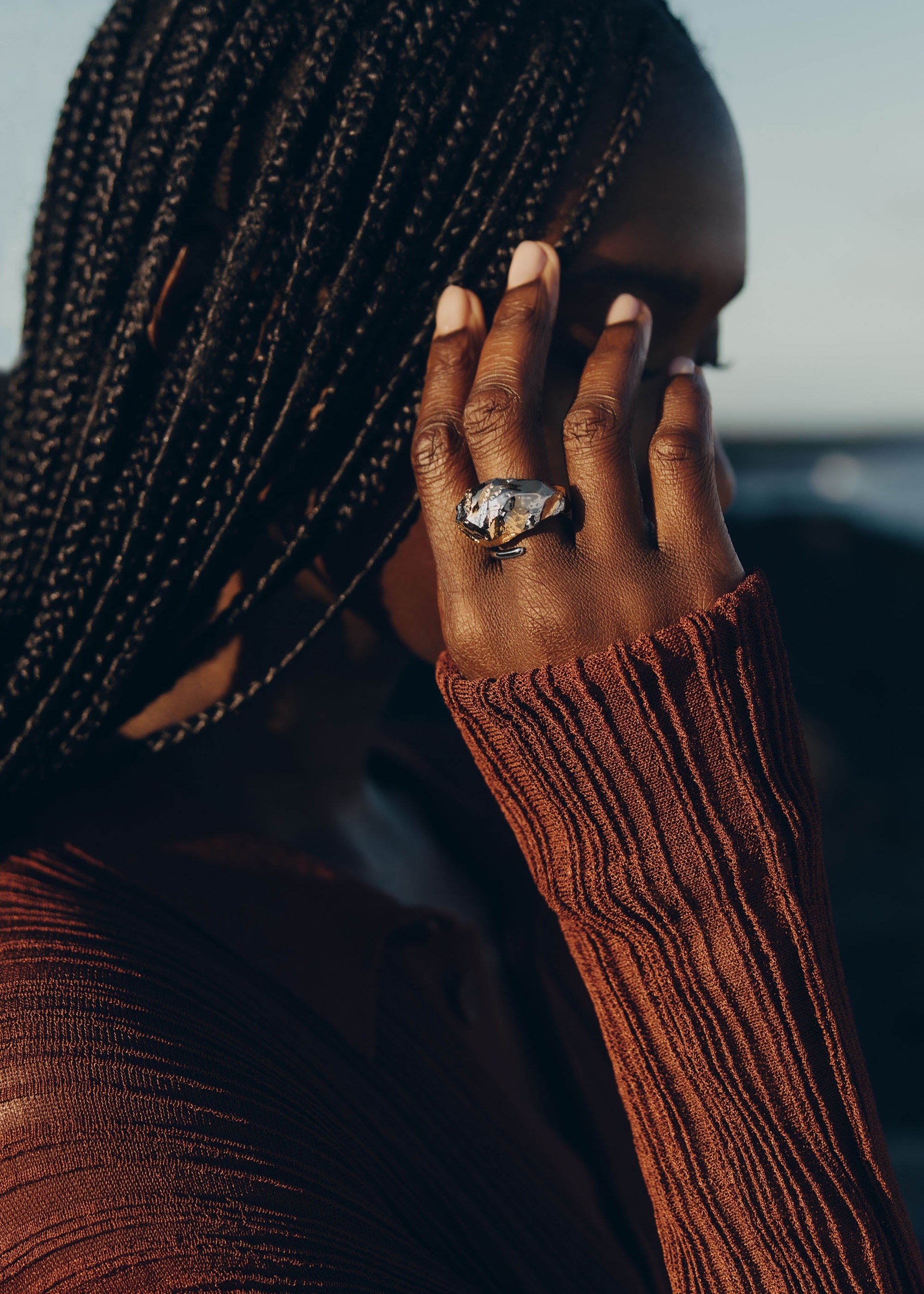 Anello Eroz - Duo de paladio chapado en oro de 24 quilates​