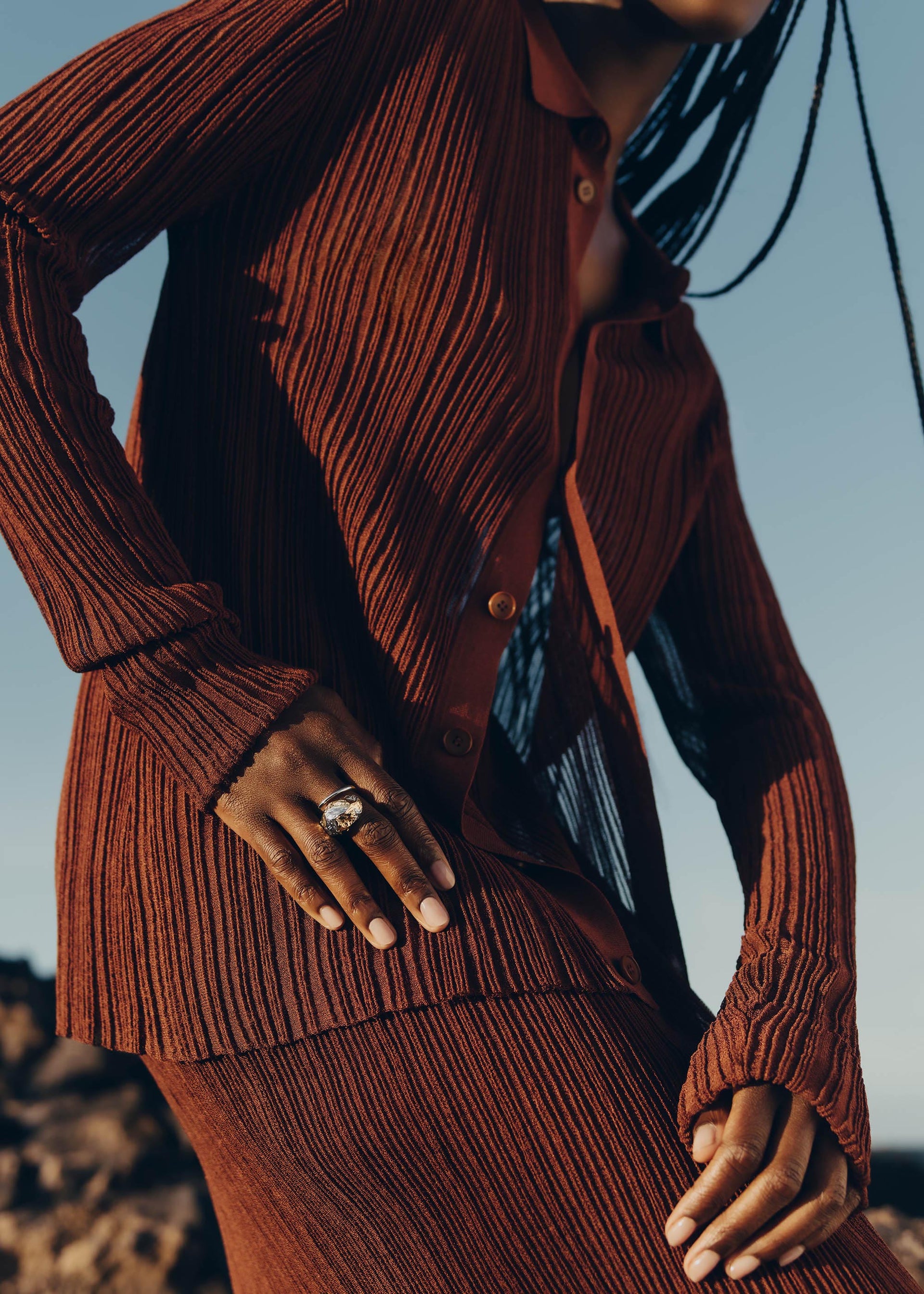 Anello Eroz - Duo de paladio chapado en oro de 24 quilates​