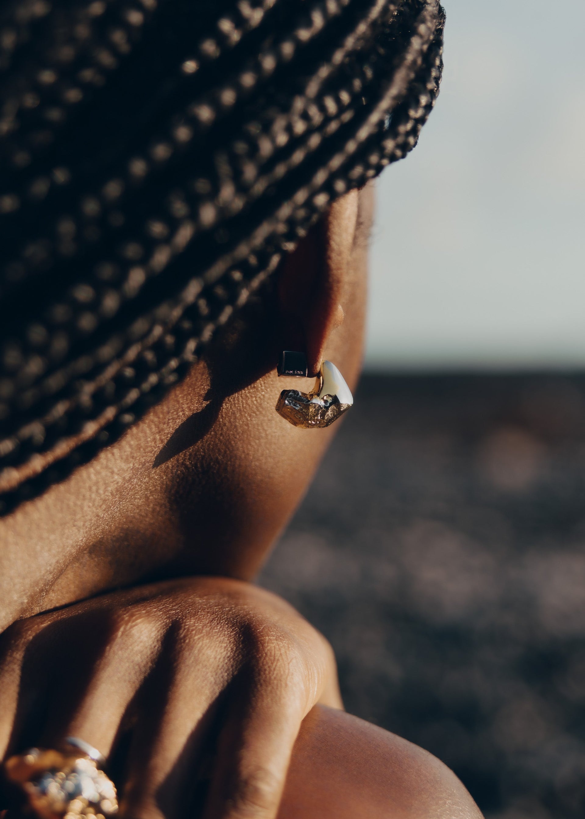 Orecchini a lobo Eroz - Duo de paladio chapado en oro de 24 quilates​