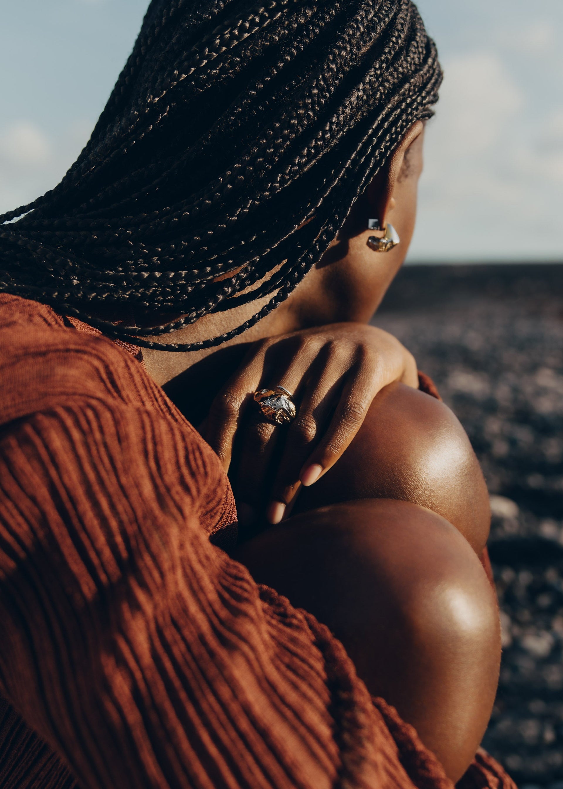 Orecchini a lobo Eroz - Duo de paladio chapado en oro de 24 quilates​