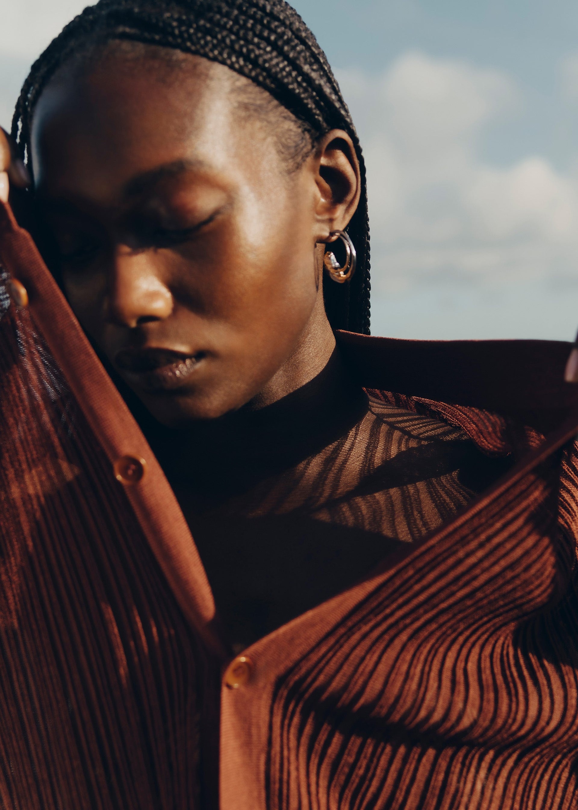 Orecchini a cerchio Eroz - Duo de paladio chapado en oro de 24 quilates​