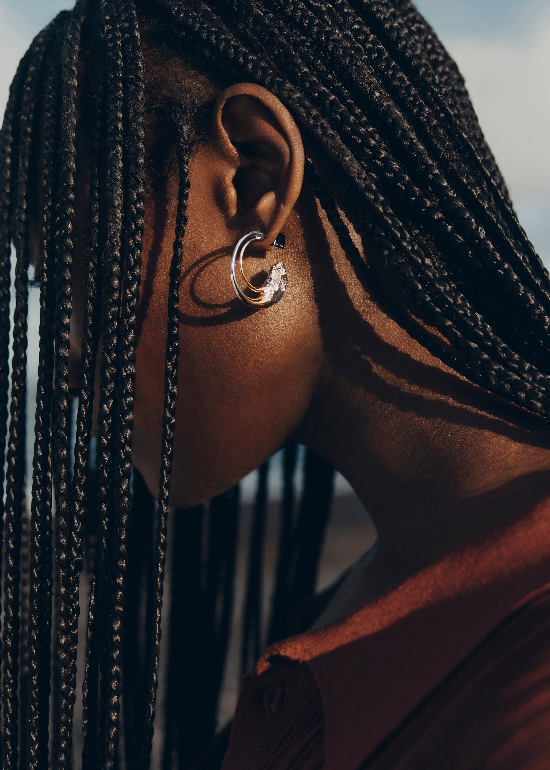 Orecchini a cerchio Eroz - Duo de paladio chapado en oro de 24 quilates​