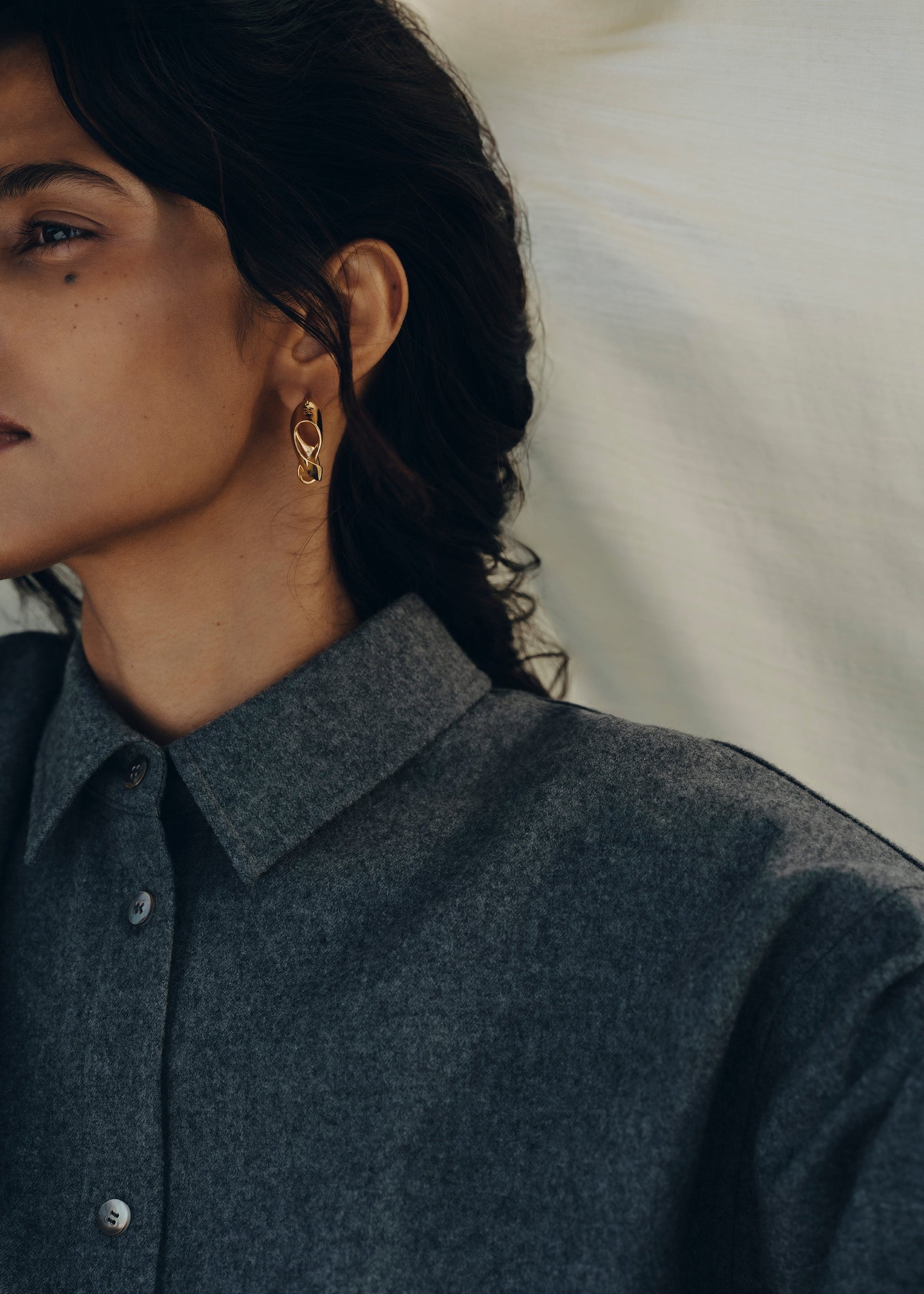 Orecchini a Cerchio Ondulati Éole - Placcata Oro 24 Carati