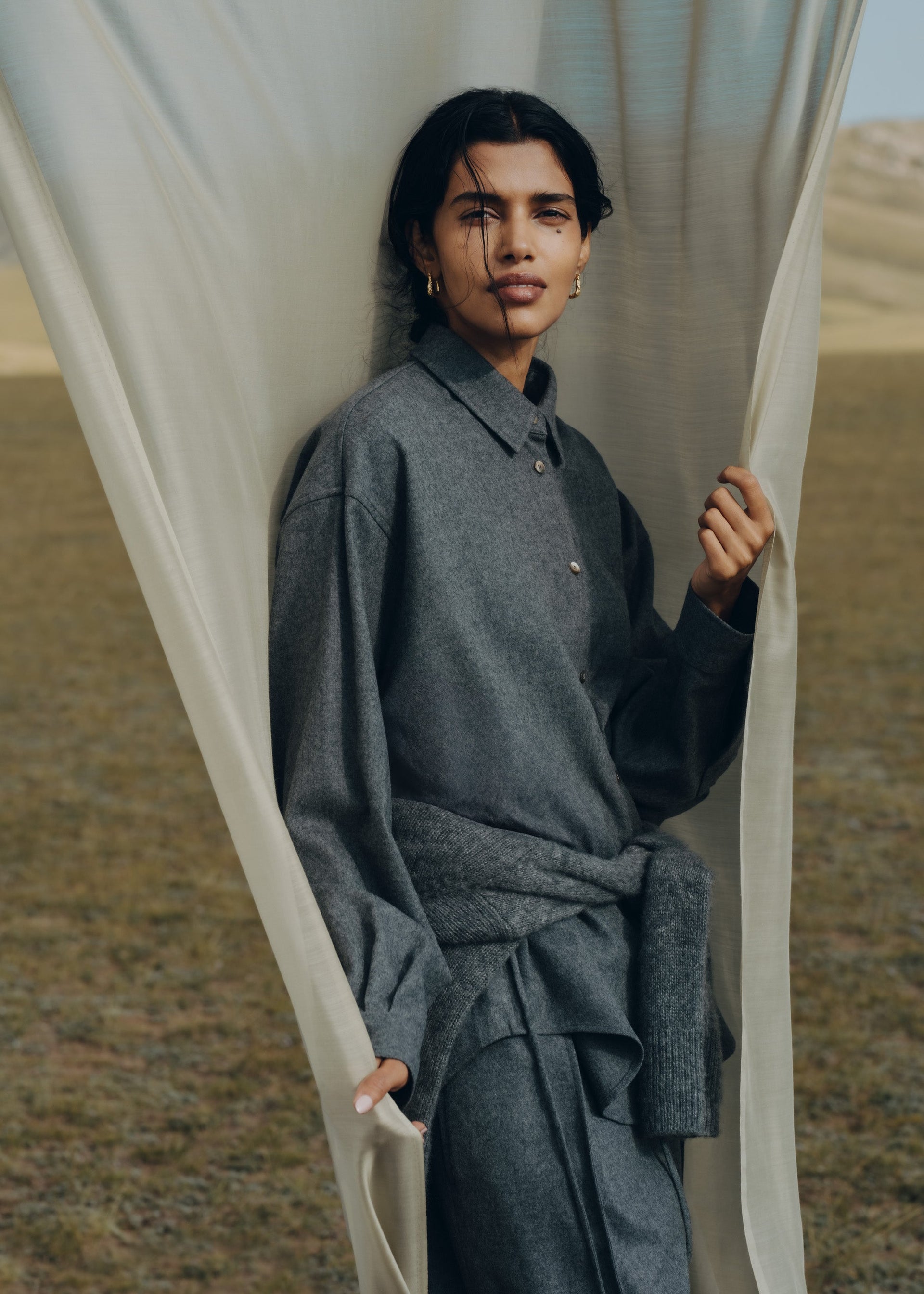 Orecchini a cerchio slim Éole - Placcata Oro 24 Carati