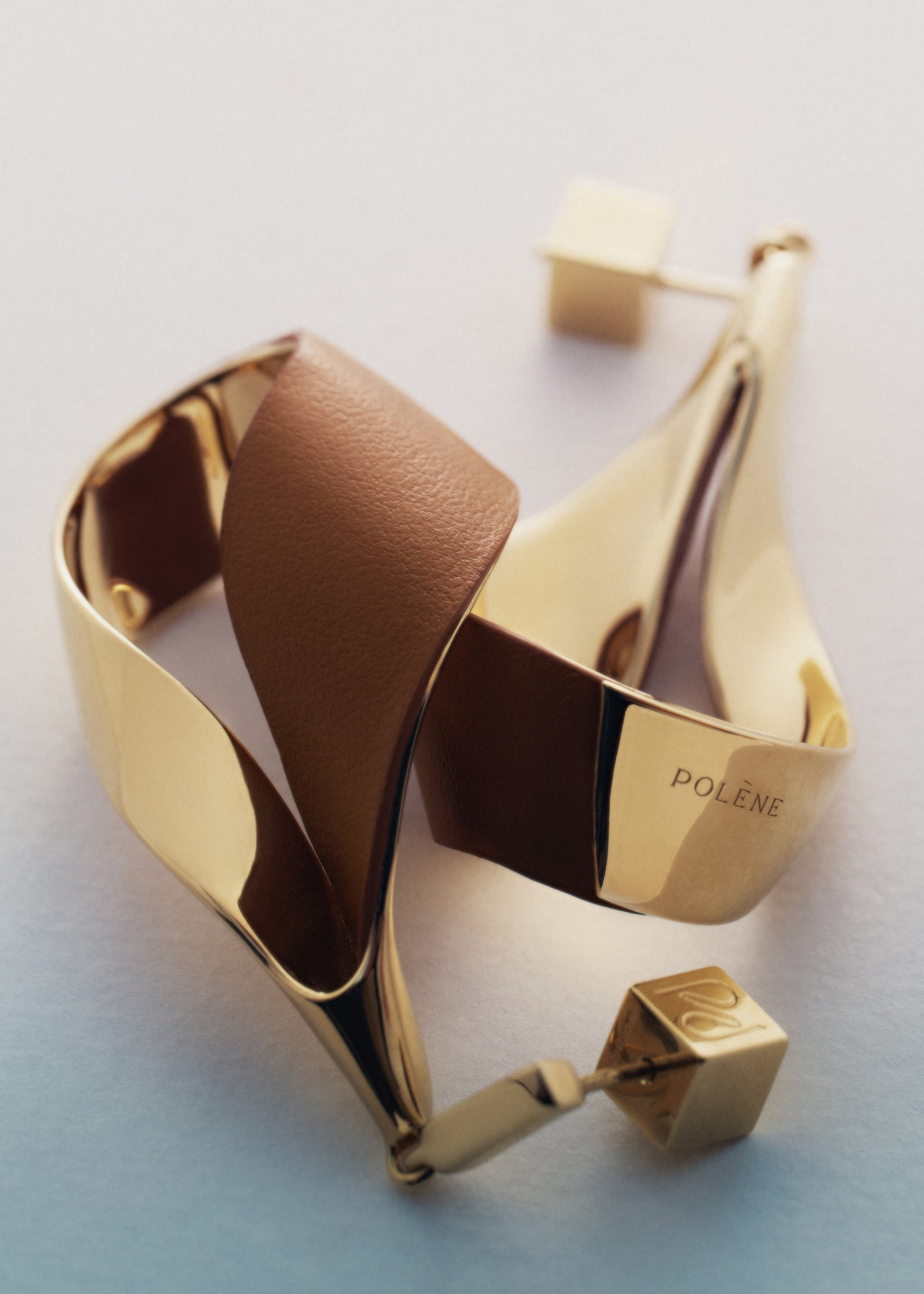 Orecchini pendenti Ormé - placcata oro cuoio cammello