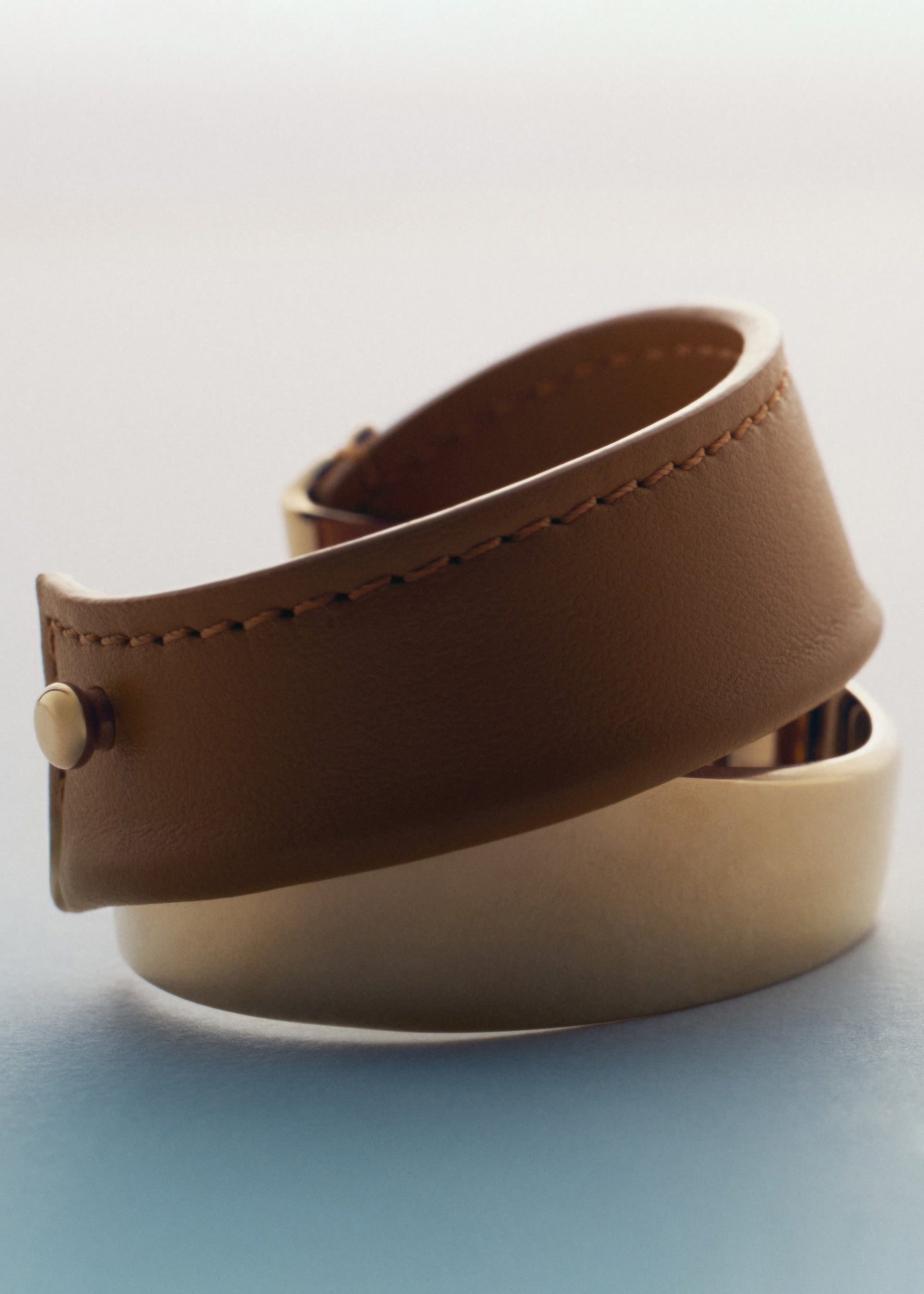 Manchette Ormé - placcata oro cuoio cammello