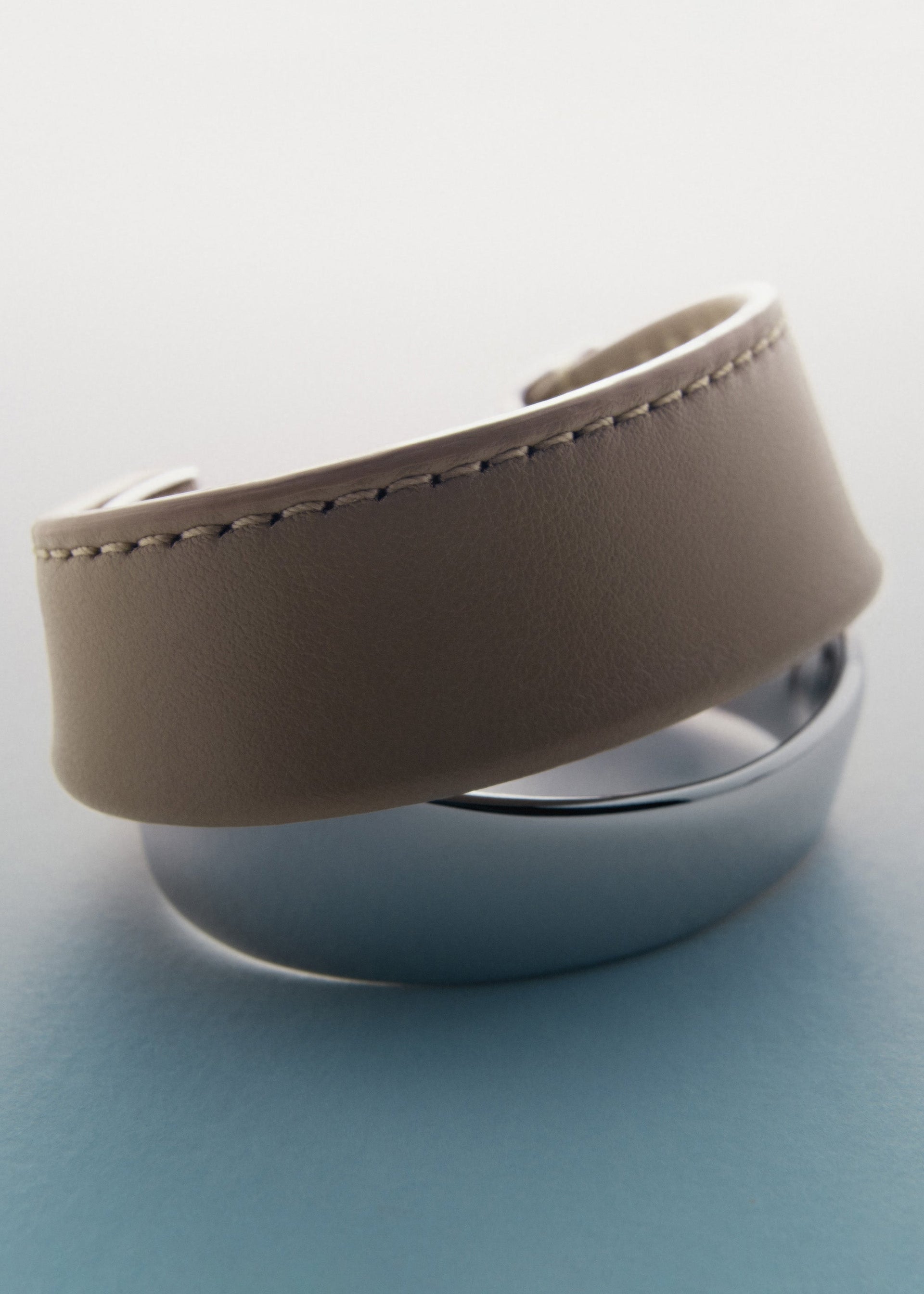 Manchette Ormé - argentata cuoio talpa