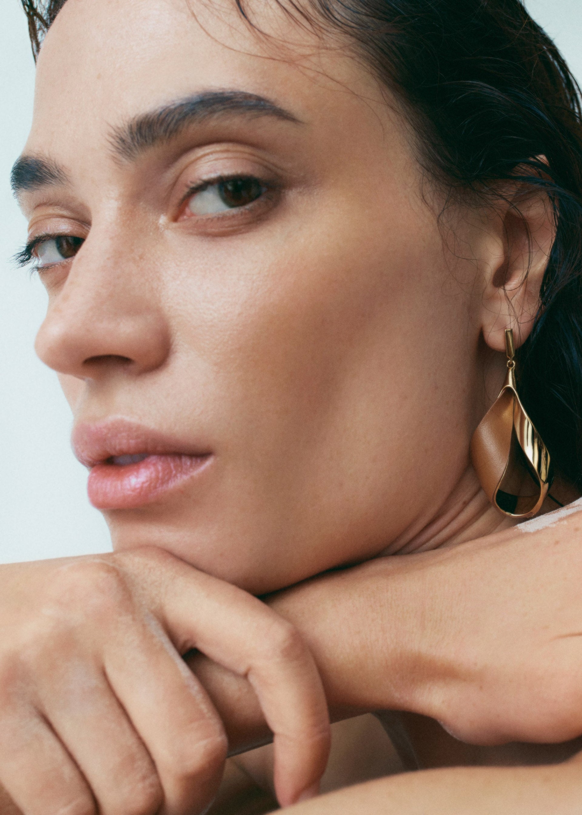 Orecchini pendenti Ormé - placcata oro cuoio cammello