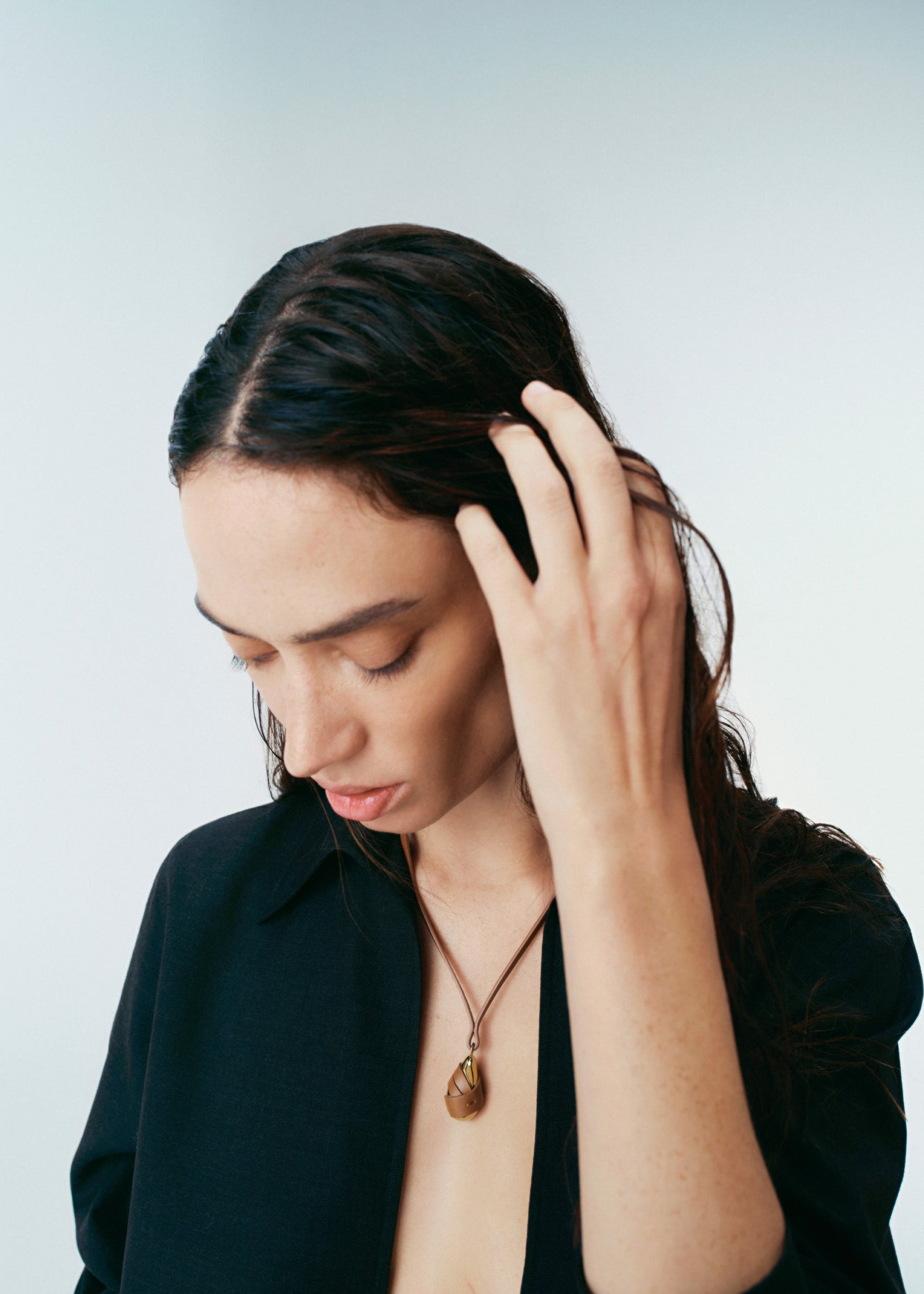 Ciondolo Ormé - placcata oro cuoio cammello