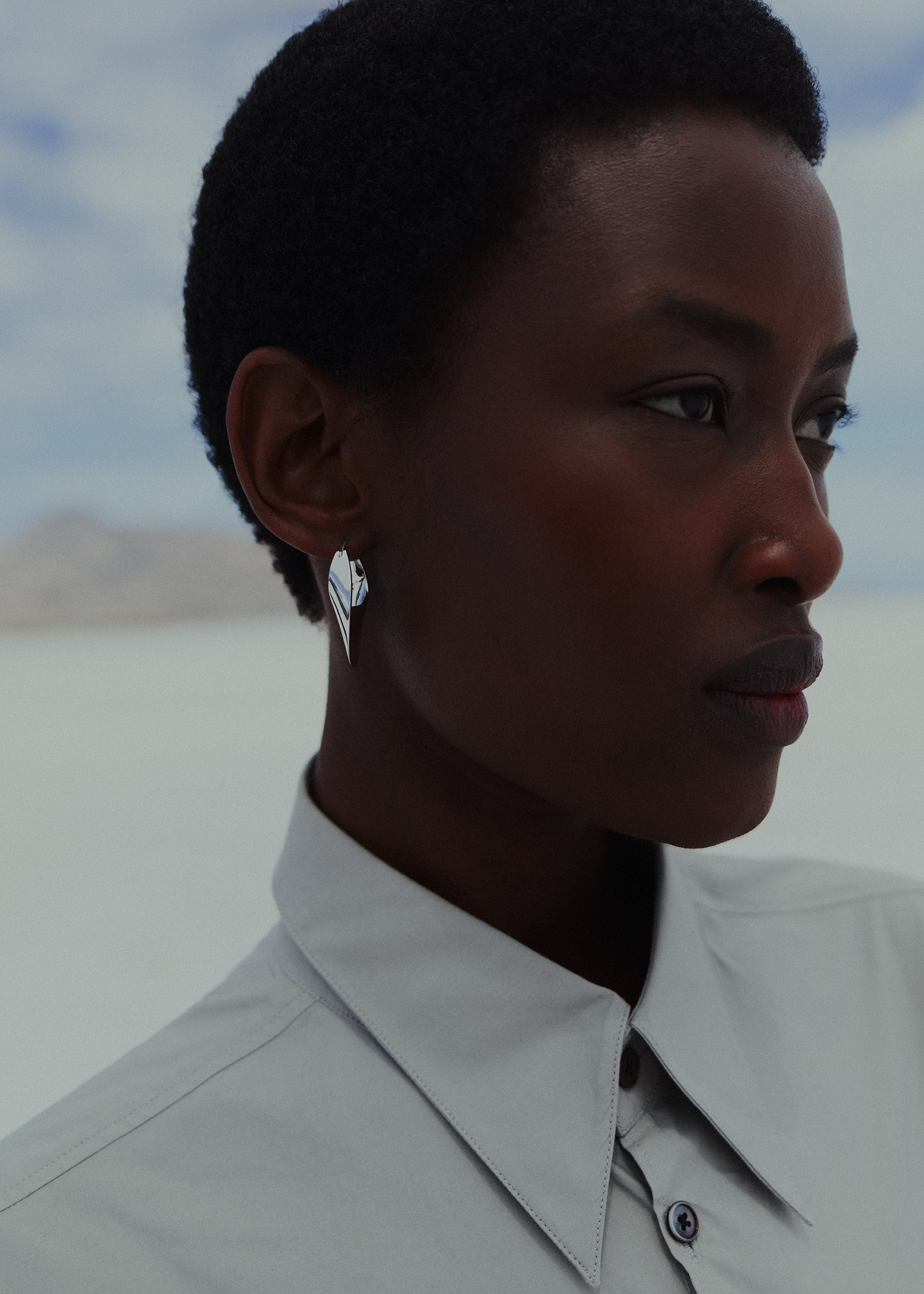 Orecchini a cerchio Éole - argentata in ottone rodiato