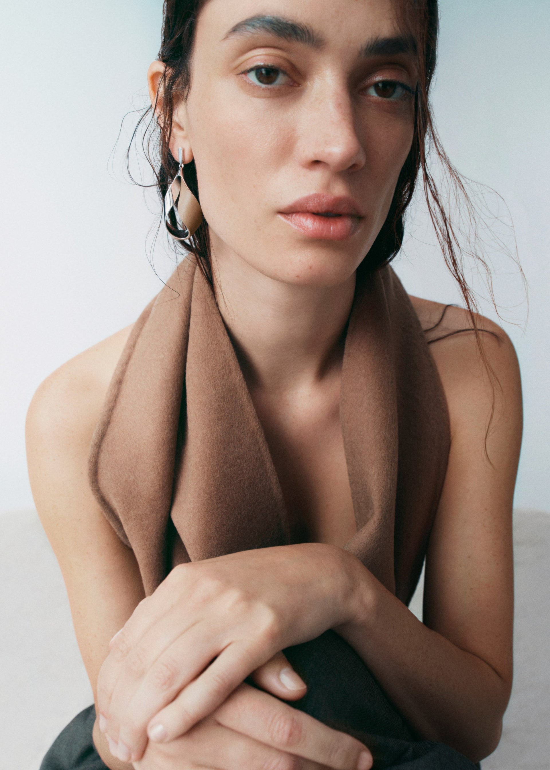 Orecchini pendenti Ormé - argentata cuoio talpa