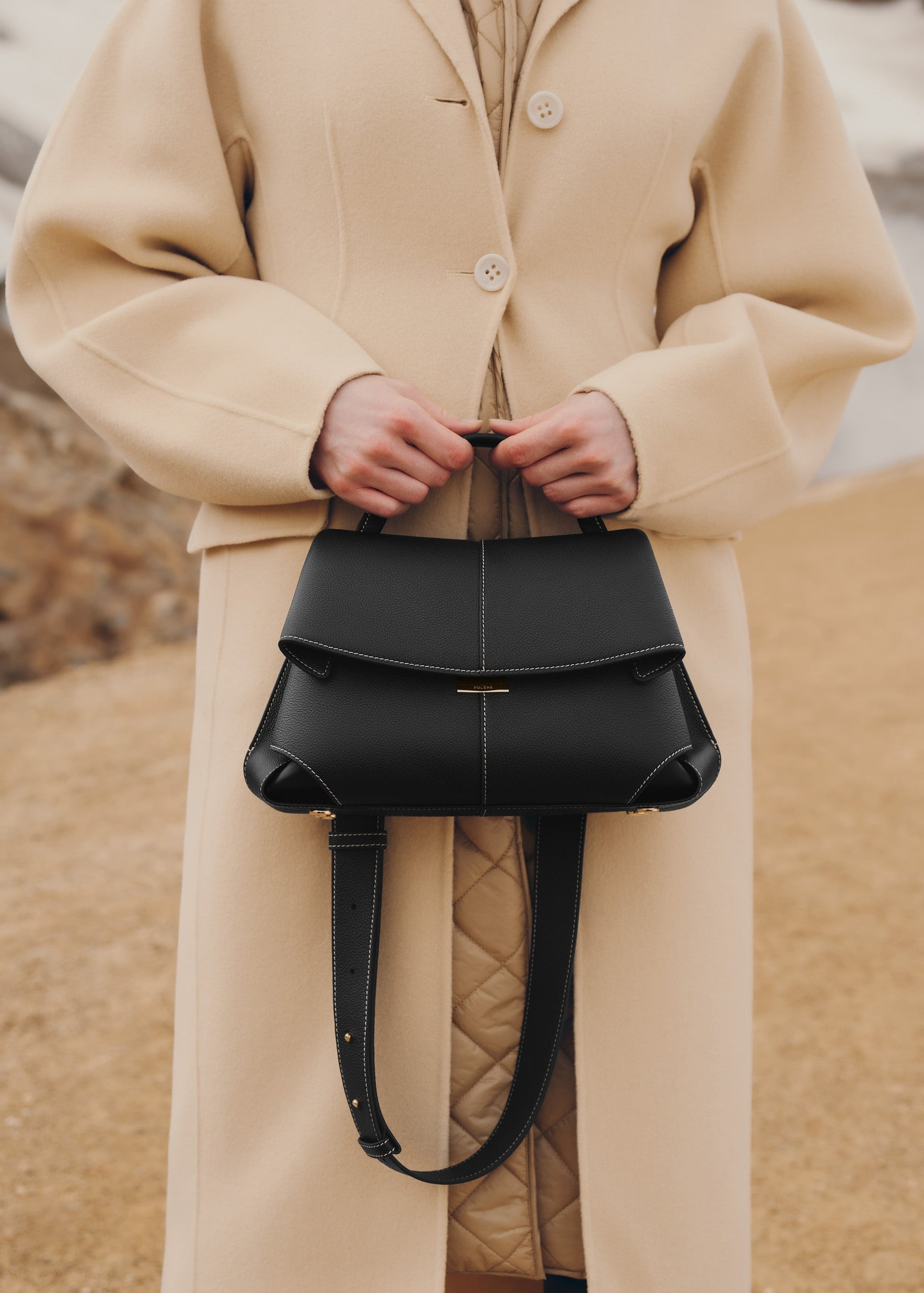 Mokki - Nero Granulata Cuciture Écru