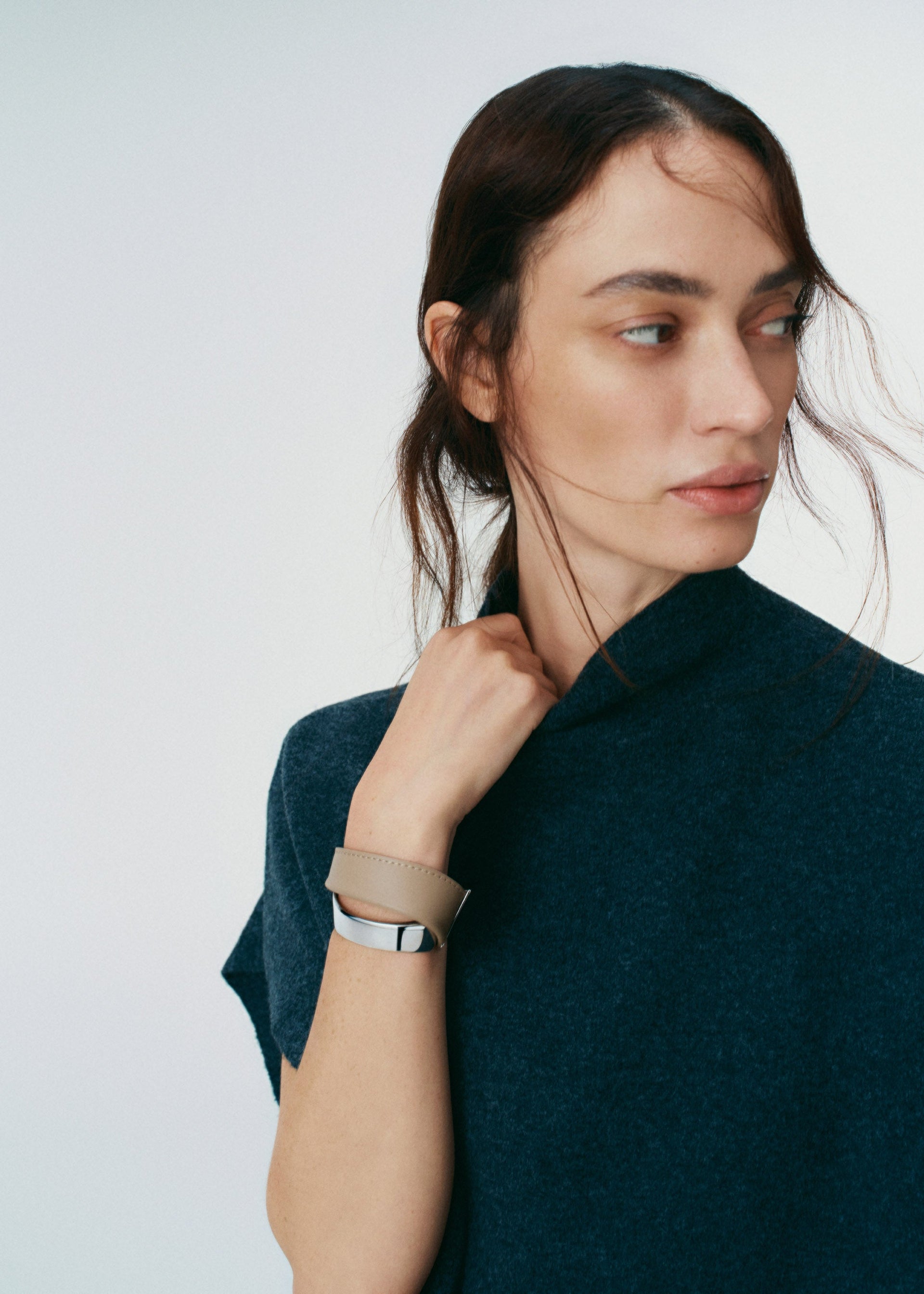 Manchette Ormé - argentata cuoio talpa